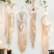 Macrame Moon Dream Catcher wall hanging decor for bedroom styling, nursery decoration, and boho home display.