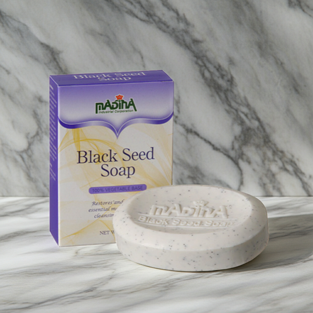 Madina Black Seed Soap bar for bathing, skin cleansing, and daily skincare use.