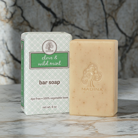 Madina Clove & Wild Mint Spice bar soap for bathing, daily cleansing, and skincare use.