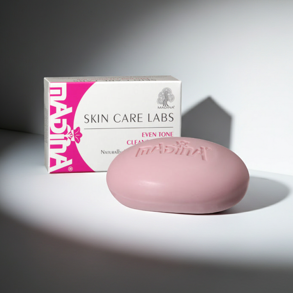 Even Tone Bar Soap by Madina for brightening and evening skin tone, daily face and body cleansing, and routine skincare.