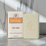 Bar of Madina Fig and Honey Bar Soap displayed for cleansing, skincare, and daily bath use.