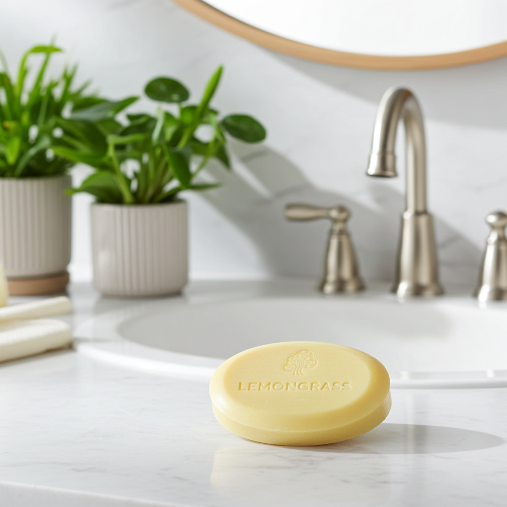 Madina Natural Lemongrass with ylang ylang oil soap bar for daily bathing, skin cleansing, and personal care use.