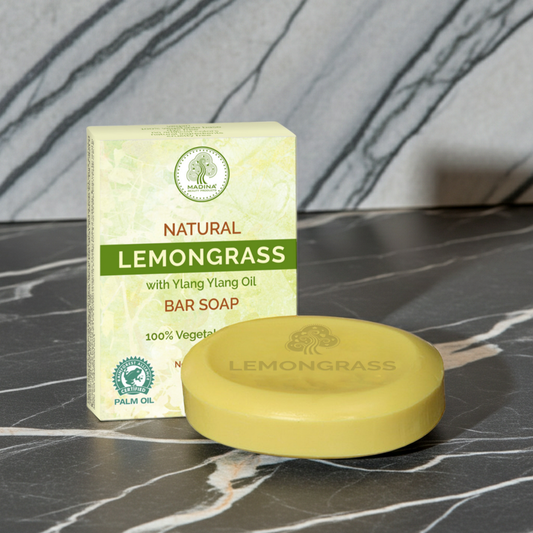 Madina Natural Lemongrass with ylang ylang oil bar soap for bathing, skin cleansing, and daily skincare use.