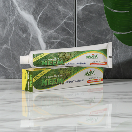 Madina Neem Advanced Toothpaste Mint tube for daily brushing, oral hygiene, and fresh breath care.