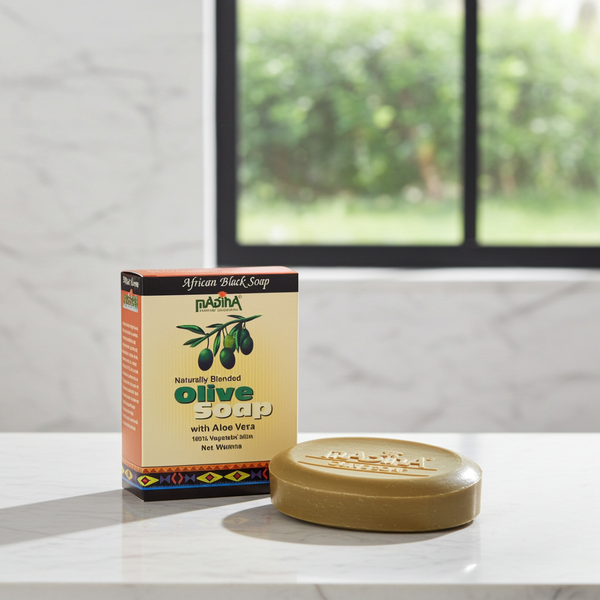 Madina Olive Soap with Aloe Vera cleansing bar soap for bathing, skincare, and daily cleansing.