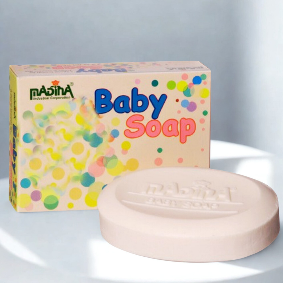 Madina Organic Baby Nourishing cleansing bar soap for washing delicate skin, bathing, and everyday baby care.
