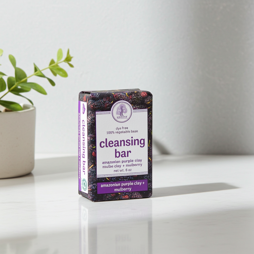 Madina Amazonian Purple Clay & Mulberry Cleansing Bar Soap skincare soap bar for cleansing, bathing, and regular skincare routines.