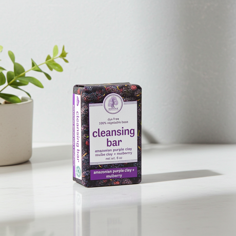 Madina Amazonian Purple Clay & Mulberry Cleansing Bar Soap skincare soap bar for cleansing, bathing, and regular skincare routines.