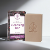 Madina Amazonian Purple Clay and Mulberry cleansing bar soap presented for bathing and daily skin care.