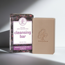 Madina Amazonian Purple Clay and Mulberry cleansing bar soap presented for bathing and daily skin care.