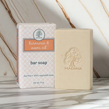 Madina Turmaric & Neem Spice bar soap for bathing, daily cleansing, and skincare use.