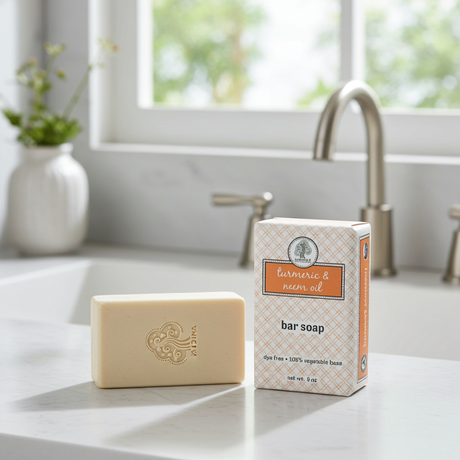 Madina Turmaric & Neem Spice soap bar for daily bathing, skin cleansing, and personal care use.