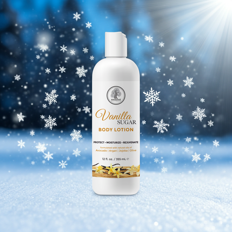 Madina Vanilla Sugar Nourishing Body Lotion bottle for moisturizing dry skin, nourishing the body, and daily skincare use.