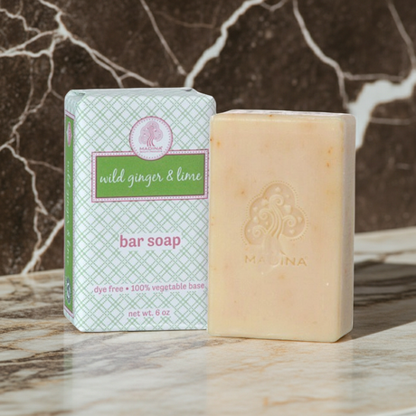 Madina Wild Ginger & Lime Spice cleansing bar soap for washing the skin, bathing, and everyday care.