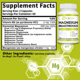 Magnesium Breakthrough magnesium capsule bottle for nighttime relaxation, restful sleep, and daily wellness support.