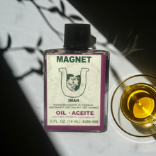 Magnet Wish Oil anointing oil bottle for manifestation, intention setting, and candle dressing use.