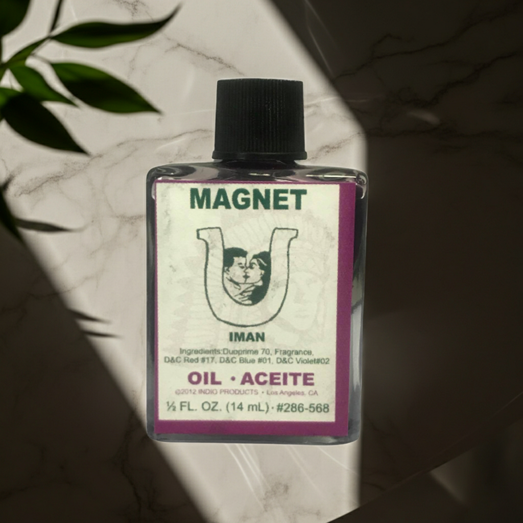 Magnet Wish Oil bottle for spiritual drawing, prosperity work, and attraction rituals.