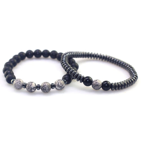 Magnetic arthritis bracelet with hematite beads, stretch wrist bracelet for pain relief and everyday comfort.