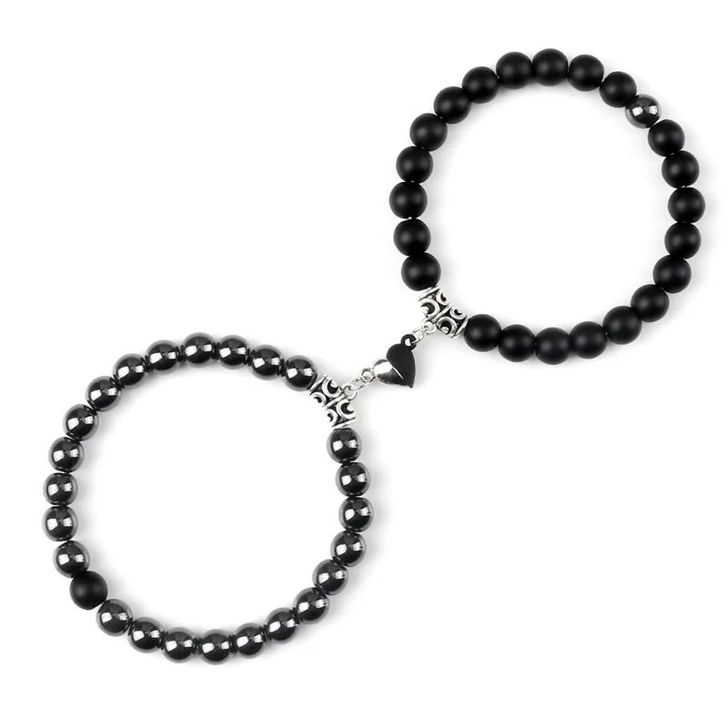 Magnetic Heart Couple Bracelets for anniversary gifts, romantic occasions, and coordinated daily jewelry wear.