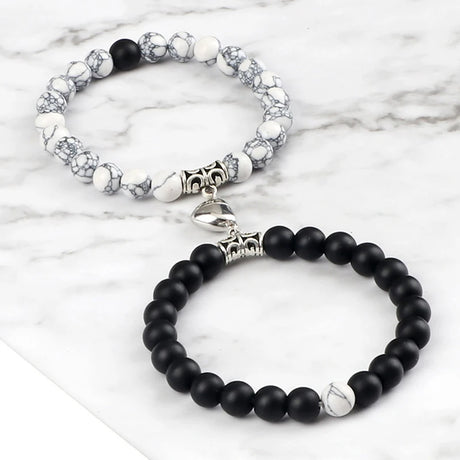 Magnetic Heart Couple Bracelets set for matching couples wear, relationship gifting, and everyday romantic styling.