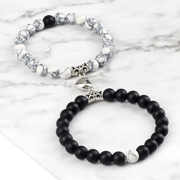 Magnetic Heart Couple Bracelets set for matching couples wear, relationship gifting, and everyday romantic styling.