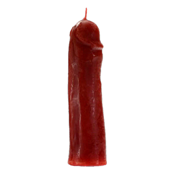 Male genital figure candle in red wax