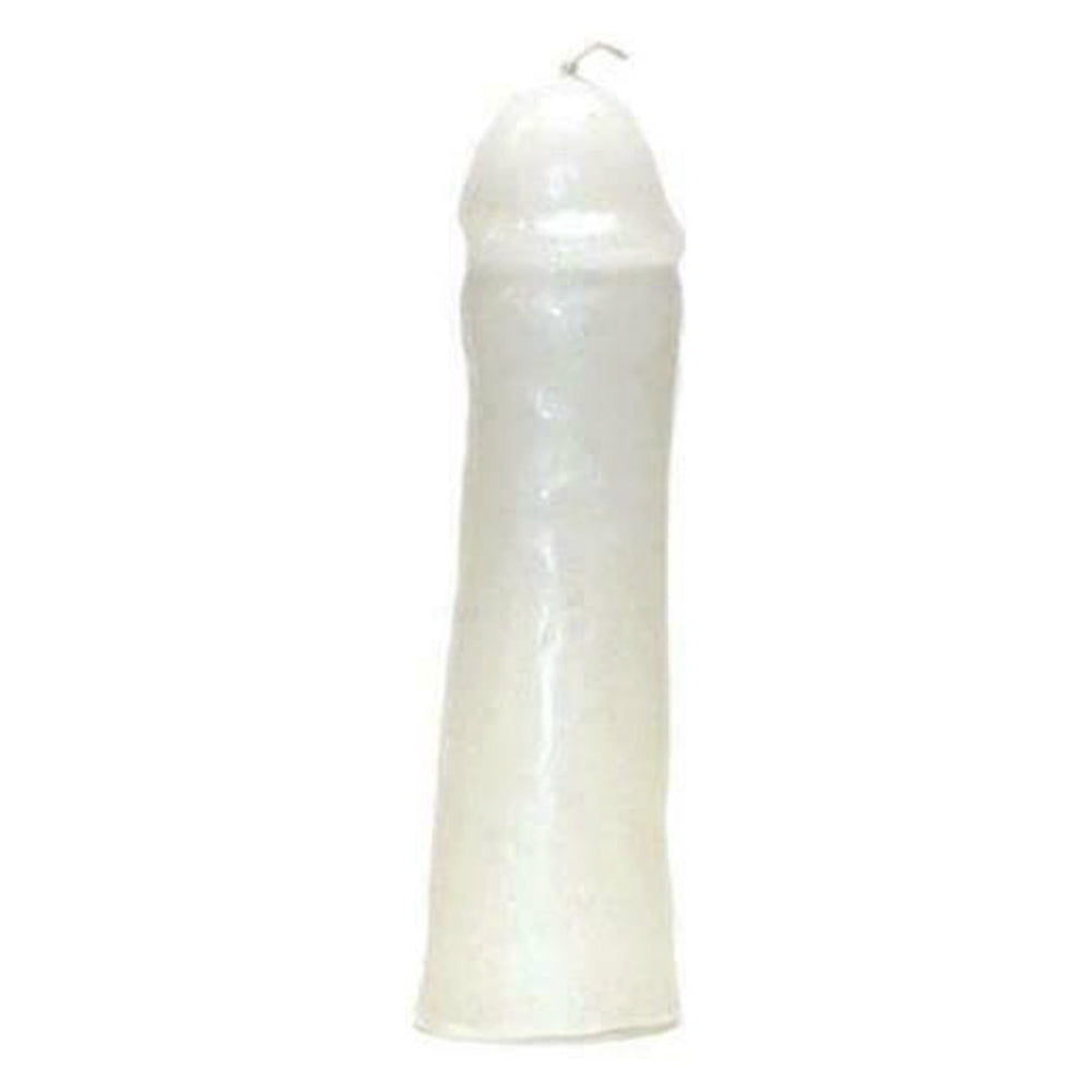Male genital figure candle in white wax