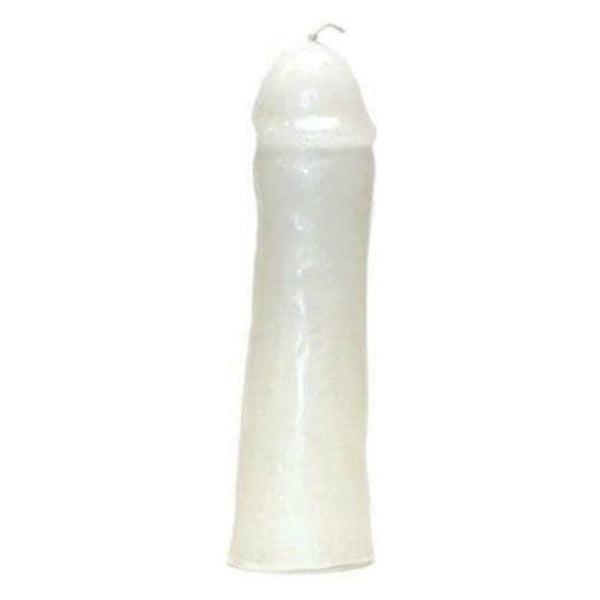 Male genital figure candle in white wax