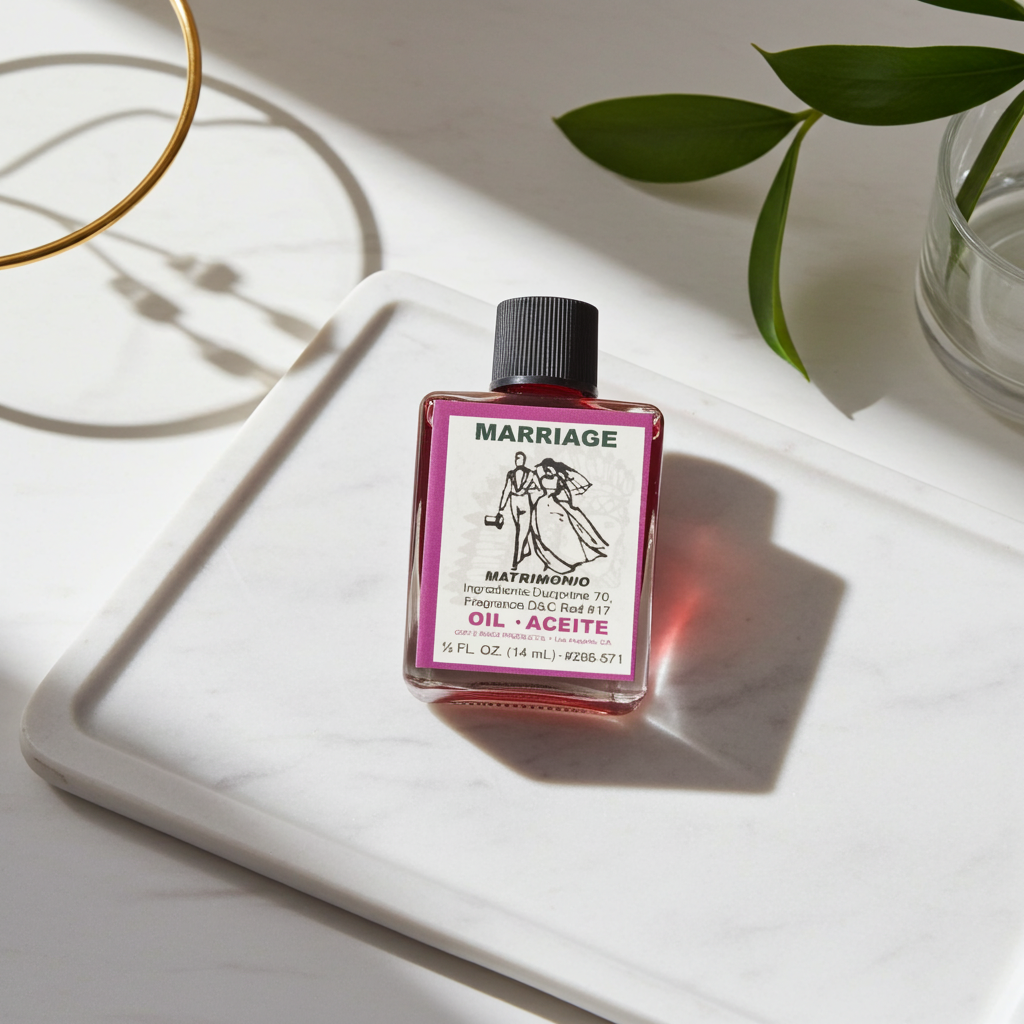 Marriage Wish Oil glass bottle for attracting love, commitment, and marriage-focused spiritual work.