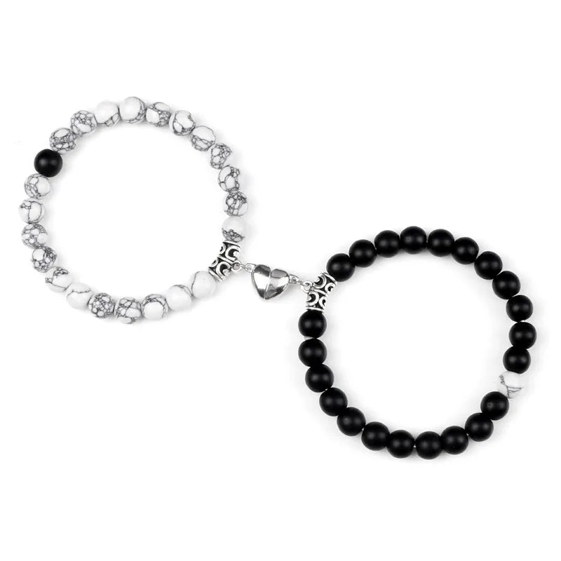 Matching romantic Magnetic Heart Couple Bracelets for couples fashion, special occasion gifts, and daily relationship wear.