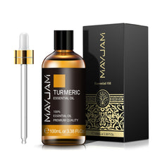 MAYJAM Turmeric 100ml essential oil bottle with glass pipette dropper and gold-printed gift box