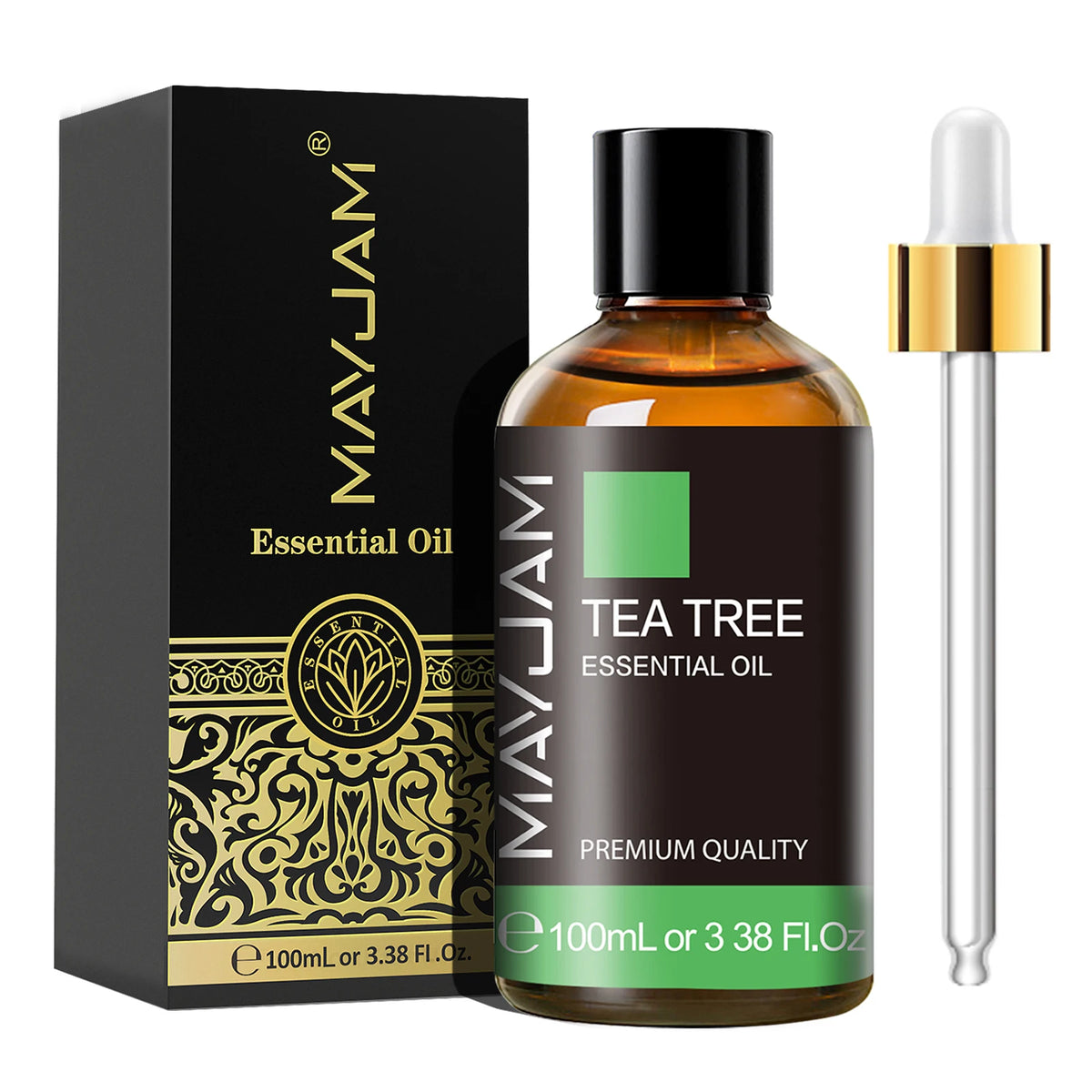 MAYJAM essential oil glass dropper bottle for aromatherapy, fragrance blending, and diffuser applications.