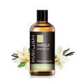 MAYJAM 100ml Pure Essential Oil bottle for aromatherapy, diffuser use, and home fragrance with vanilla, eucalyptus, and lavender scents.