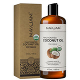 MAYJAM 473ml castor oil bottle for face hydration, hair conditioning, and body moisturizing care.