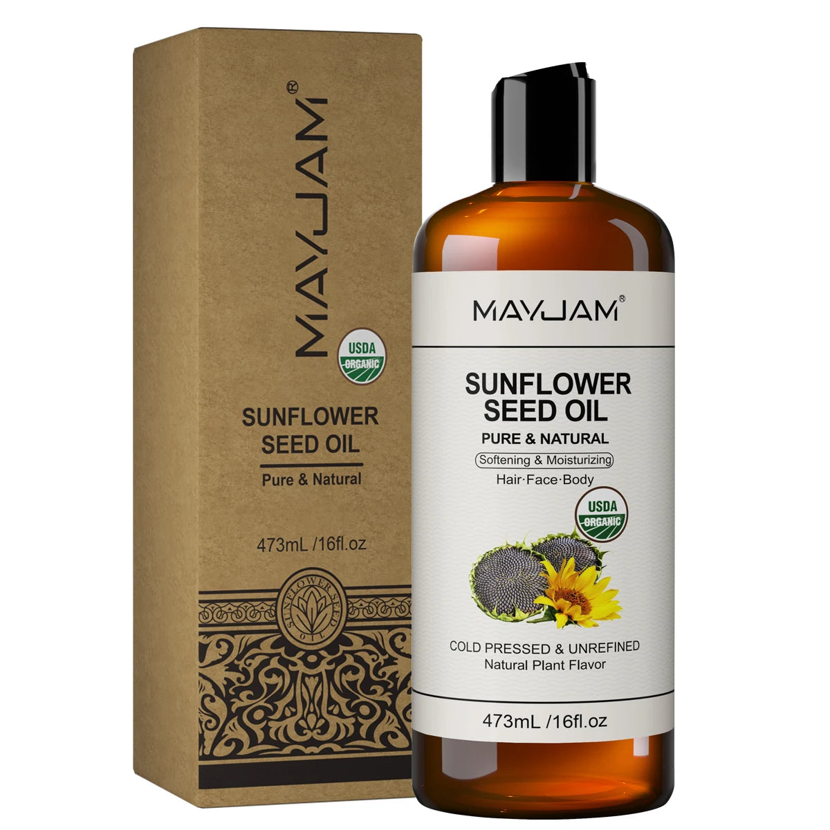 MAYJAM Carrier Oil for Skin, Face and Hair coconut, argan, and sweet almond blend for skin, hair care, and essential oil dilution.