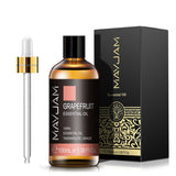 MAYJAM essential oil blend bottle for home spa routines, massage blends, and soothing aromatherapy use.