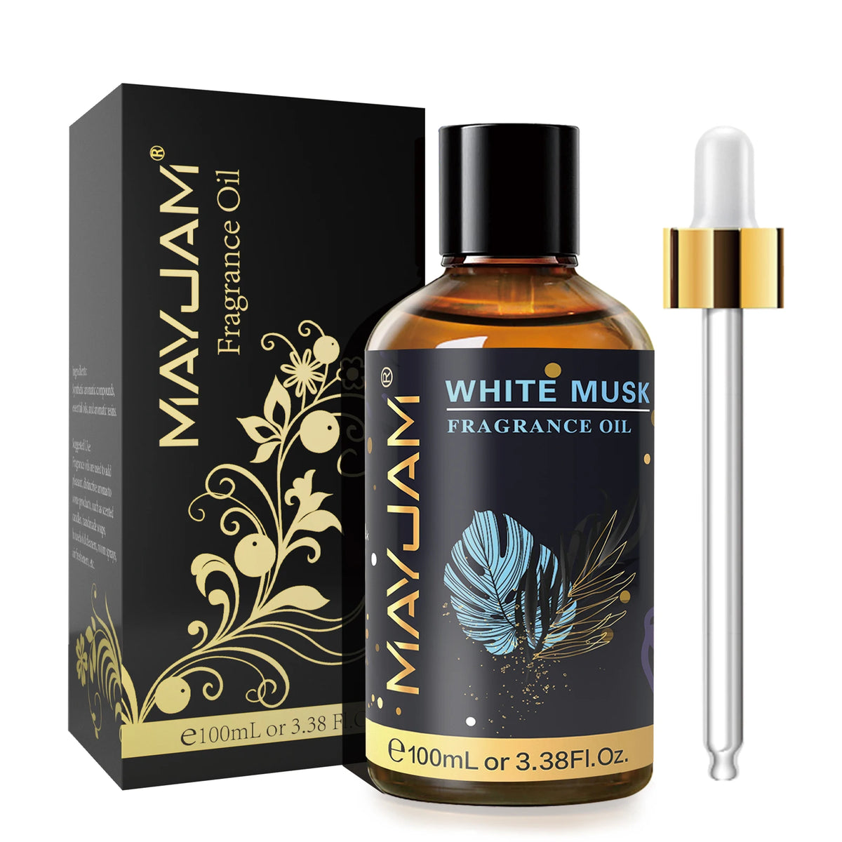 MAYJAM essential oil bottle with dropper for humidifier fragrance, diffuser use, and daily relaxation.