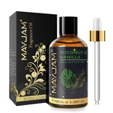 MAYJAM essential oil glass dropper bottle for diffuser applications, massage preparation, and peaceful ambiance.