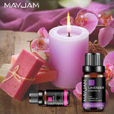 MAYJAM Essential Oils Set glass bottles for soap making, candle making, and DIY craft fragrance use.
