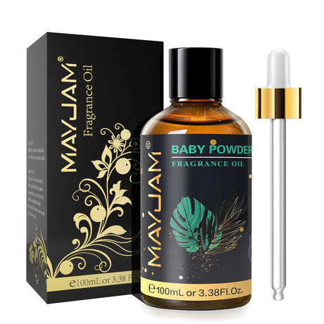 MAYJAM essential oil bottle with dropper for massage blends, body oil mixing, and aromatherapy care.