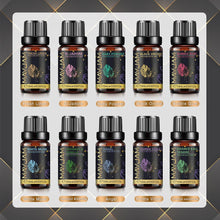 Ten MAYJAM fragrance oil scents named on their bottles: fresh linen, baby powder, black orchid, bubble gum, white musk, coconut and vanilla, parma violet and three designer-inspired interpretations.