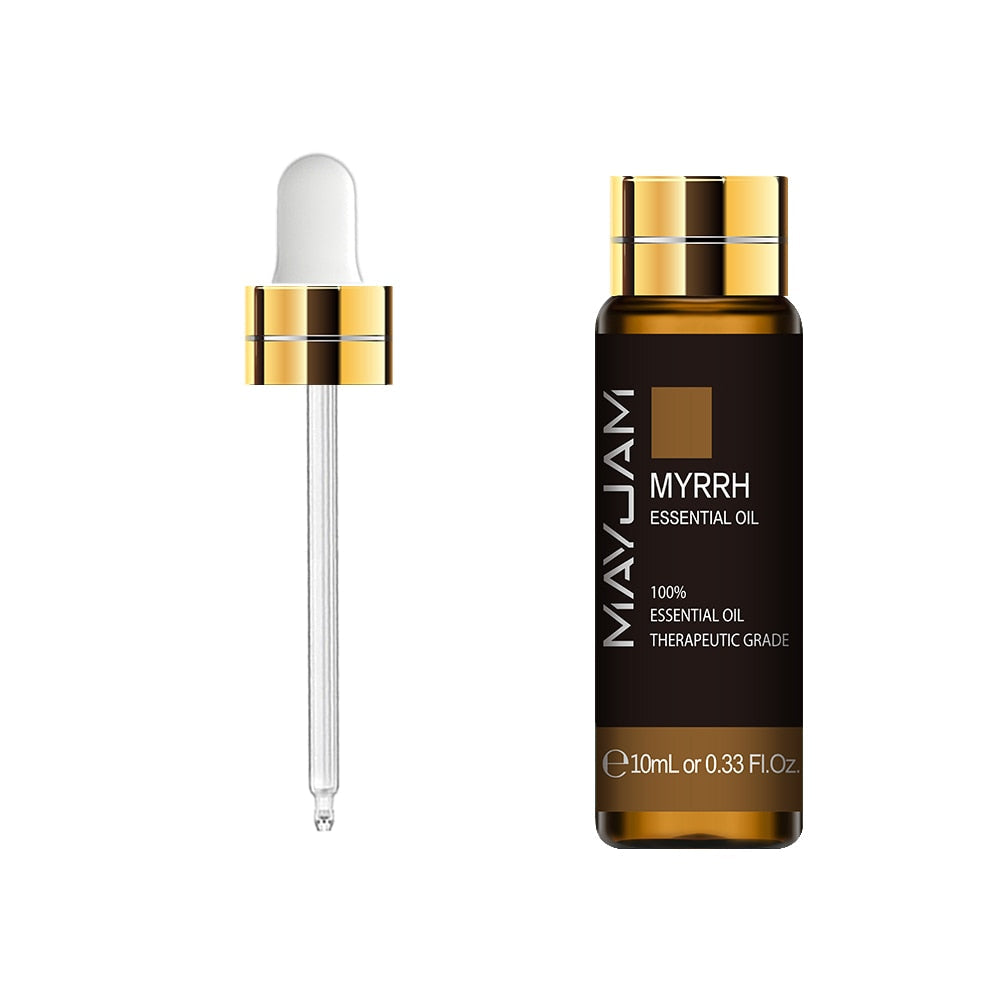 MAYJAM lavender vanilla myrrh relaxing oil bottle for aromatherapy, stress-relief routines, and room scent diffusion.