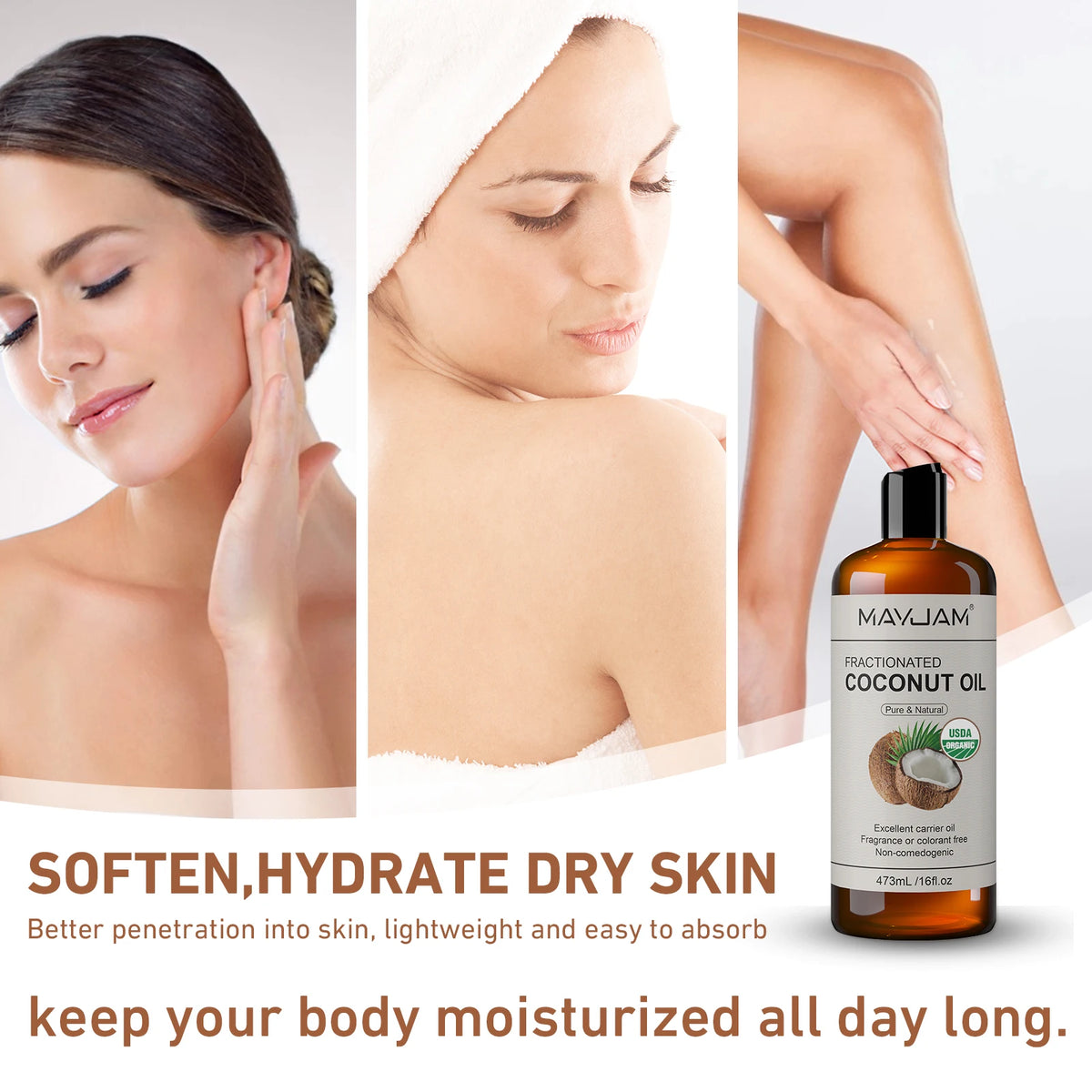 MAYJAM 473ml Cold-Pressed Carrier Oil organic castor oil for scalp, facial, and body treatment.