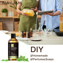 MAYJAM Patchouli Essential Oil bottle for soap making, skincare recipes, and handmade bath product use.