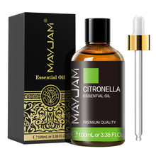 MAYJAM pure aromatherapy oil bottle with dropper for calming diffuser use, spa routines, and relaxation.