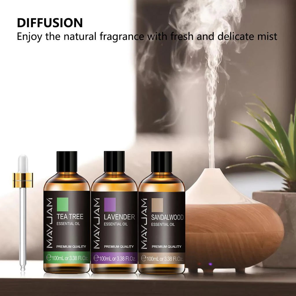 MAYJAM 100ml pure essential oil bottle for aromatherapy, relaxation, and daily diffuser use.