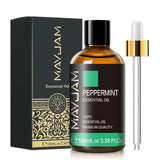 MAYJAM pure essential oil bottle with dropper for diffuser use, room scenting, and relaxation routines.