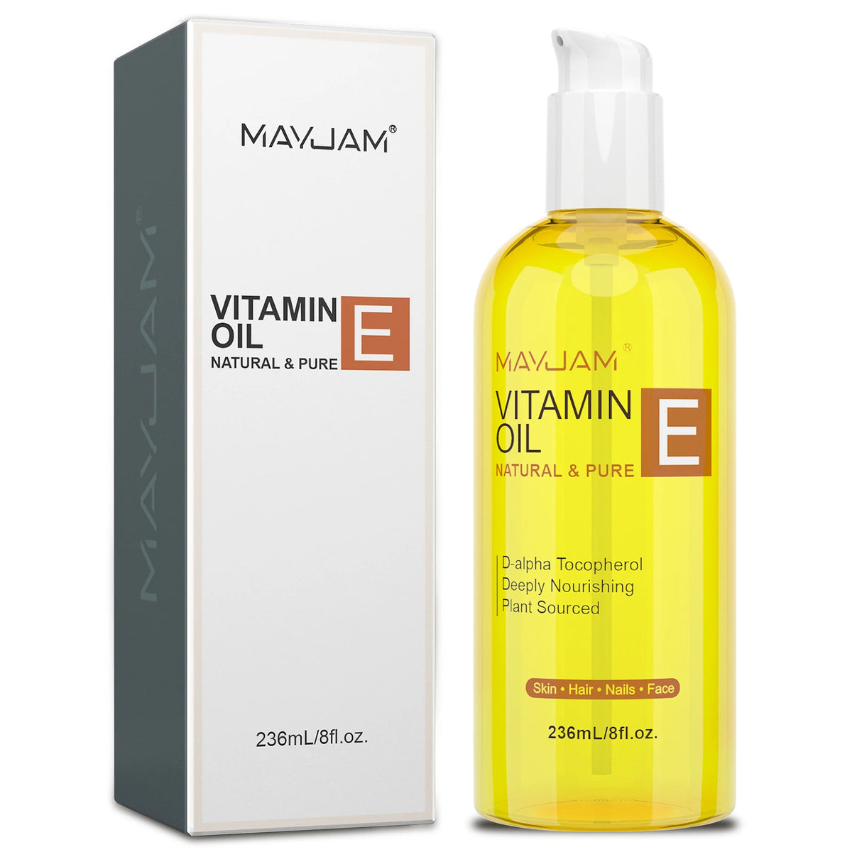 MAYJAM Pure Vitamin E Oil for Face, Skin and Hair antioxidant oil for brightening skin tone and supporting a healthy, radiant glow.