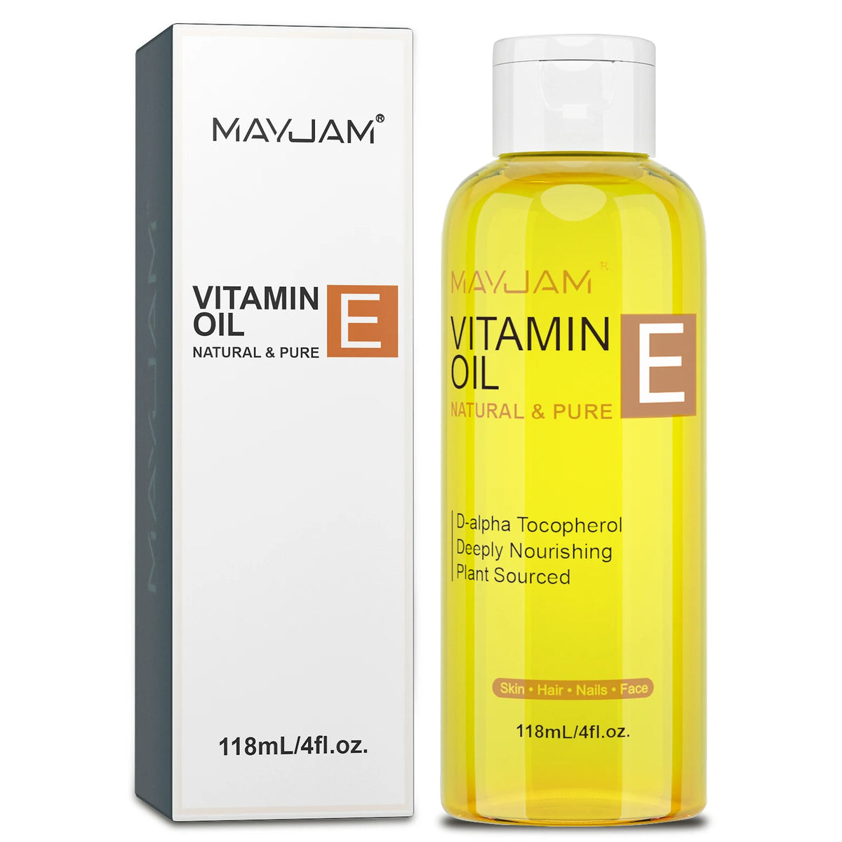 MAYJAM Pure Vitamin E Oil for Face, Skin and Hair pure vitamin E oil for softening skin, supporting hydration, hair ends, and nail care.
