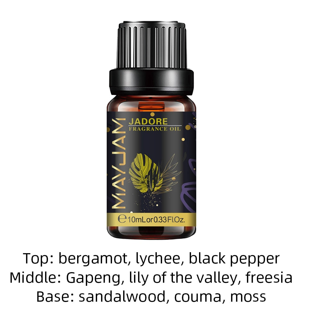 MAYJAM 10ml aroma oil bottle with White Musk, Coconut, Vanilla & Sea Breeze fragrance for DIY soap, candle, and home scent use.